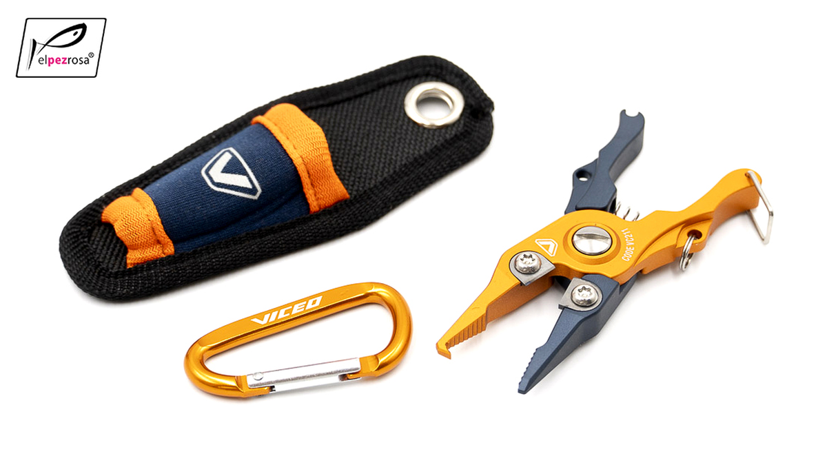 Viceo Tiny Split Pliers VC211ON con su funda portaalicates y el mosquet?n incluidos
